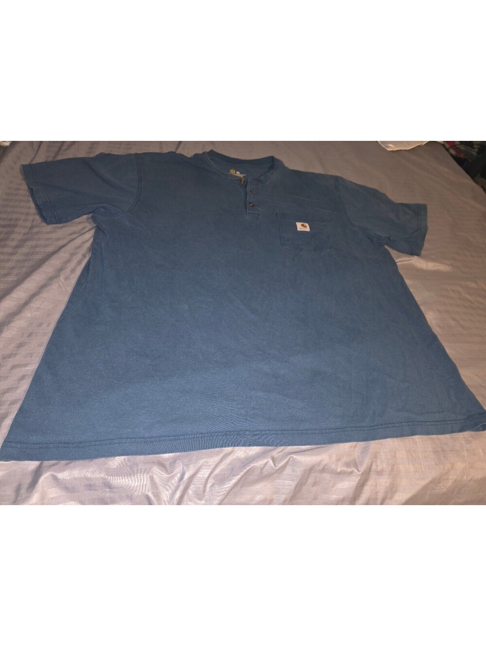 Carhartt 2XL Blue Henley Original Fit Short Sleeve Pocket Knit Cotton T-Shirt